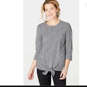 J. Jill Striped Top with 3/4 Sleeves - size Med